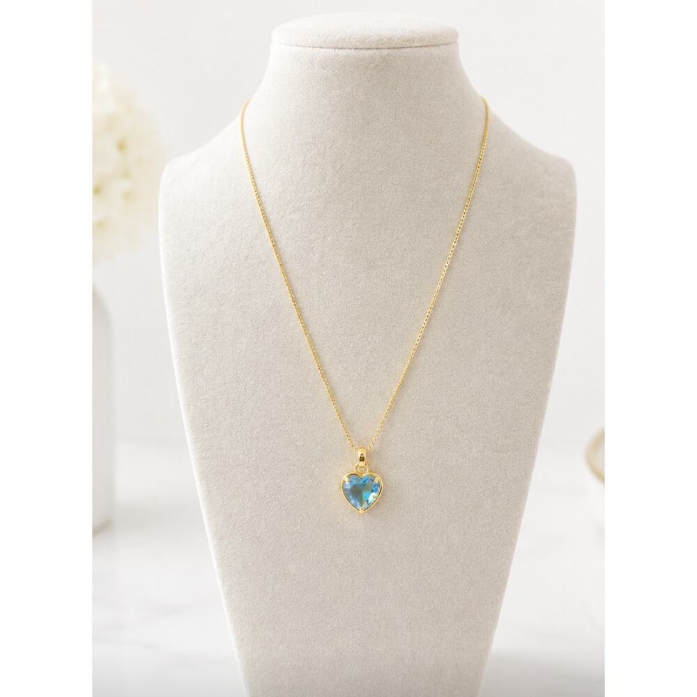 Stainless Steel Blue Jewel Candy Heart Necklace New